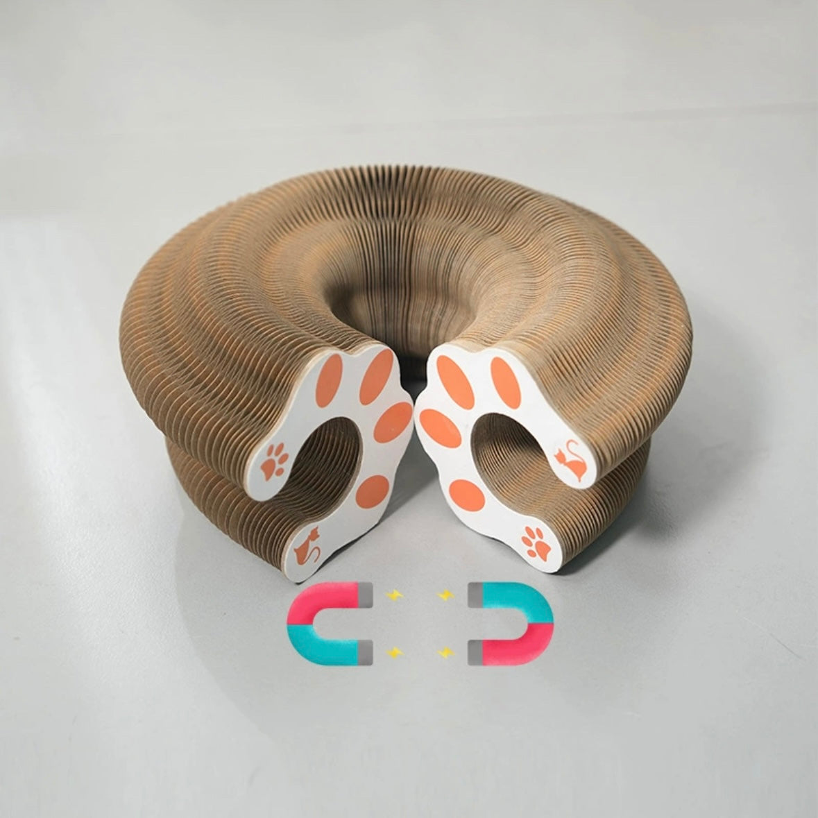Expandable Cardboard Cat Scratcher with Ball Track