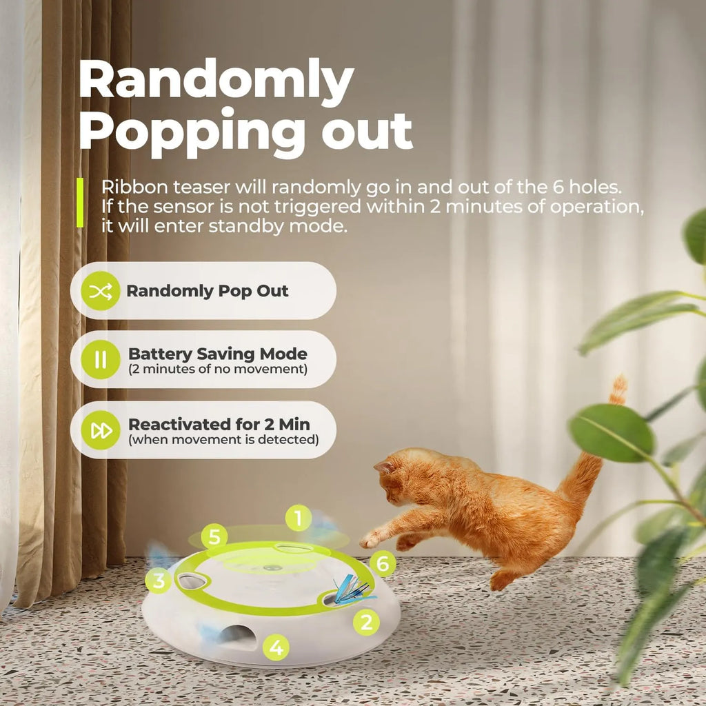 Automatic Pop-Up Feather Cat Toy with Rotating Track