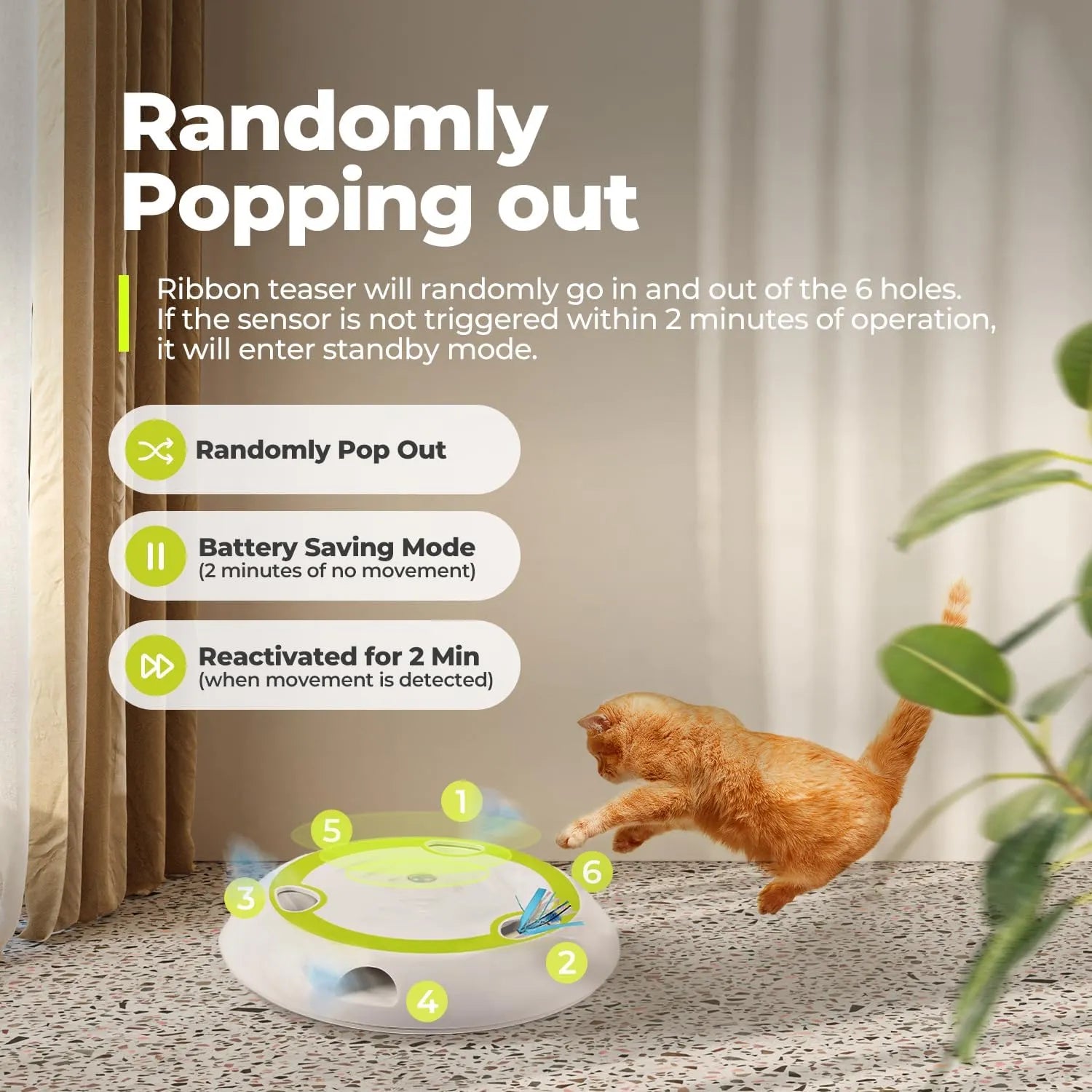 Automatic Pop-Up Feather Cat Toy with Rotating Track