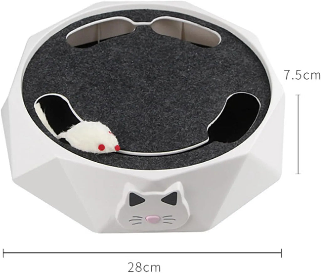 Interactive Rotating Mouse Track Cat Toy with Felt Scratcher