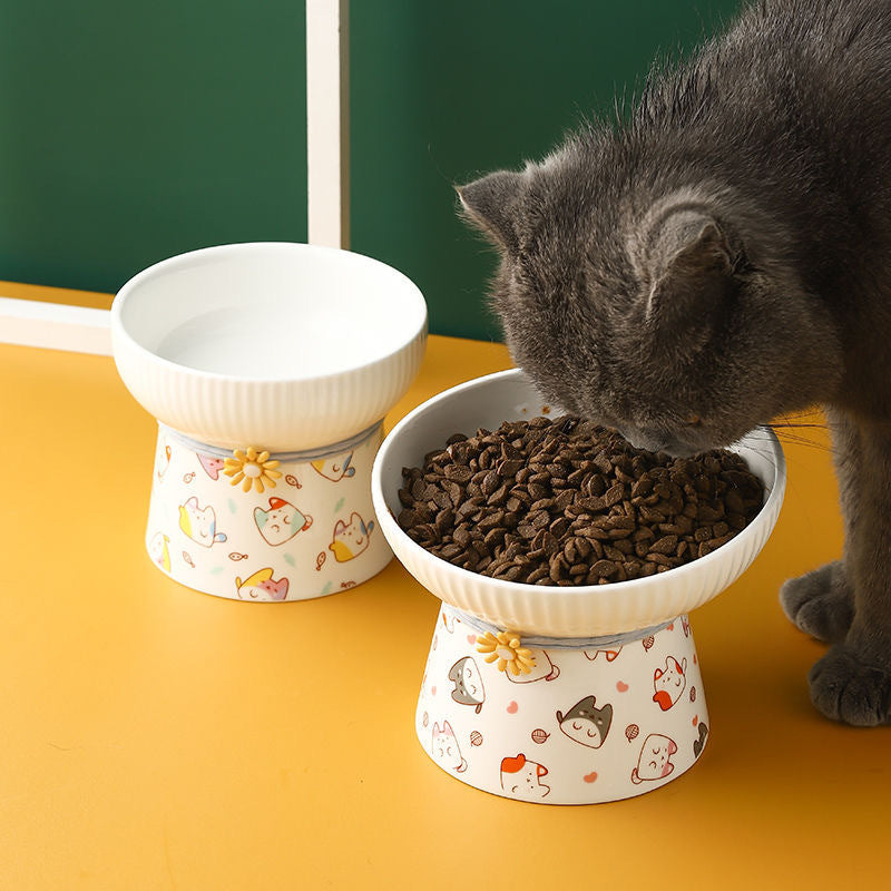 Cute Printed Raised Ceramic Cat Bowl – 4 Designs