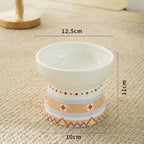 Geometric Pattern Raised Ceramic Cat Bowl – 9 Designs