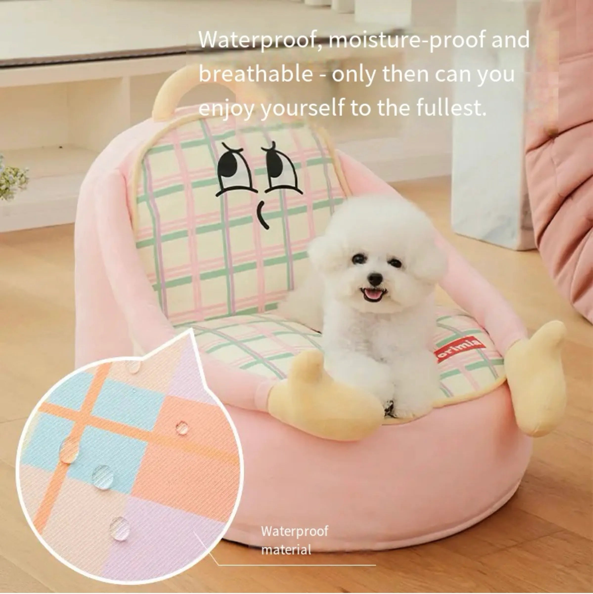Cartoon Plush Pet Sofa Bed – 2 Colors, 3 Sizes
