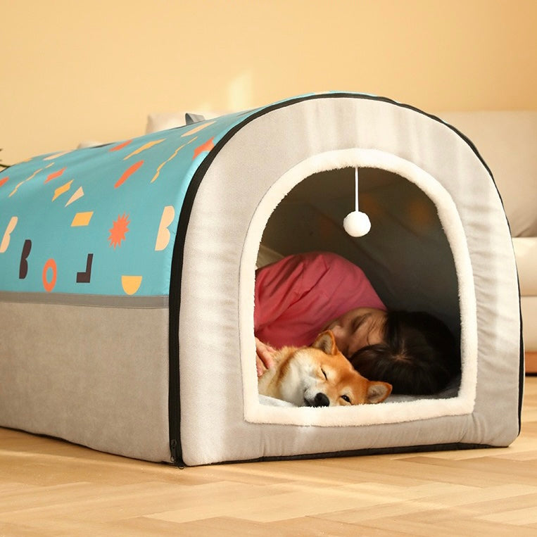 2-in-1 Foldable Pet Cave Bed – 3 Styles, 5 Sizes