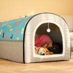 2-in-1 Foldable Pet Cave Bed – 3 Styles, 5 Sizes