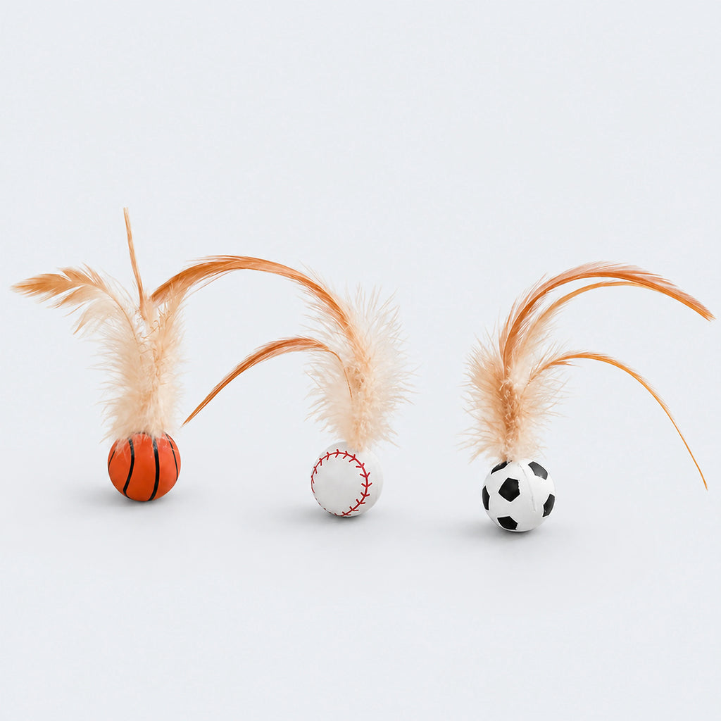 Bouncy Feather Sports Ball Toys for Indoor Cats | ALDERKIN