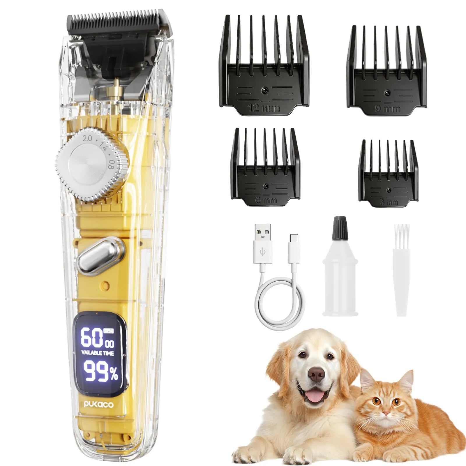 Rechargeable Pet Grooming Trimmer Kit with 4 Guide Combs
