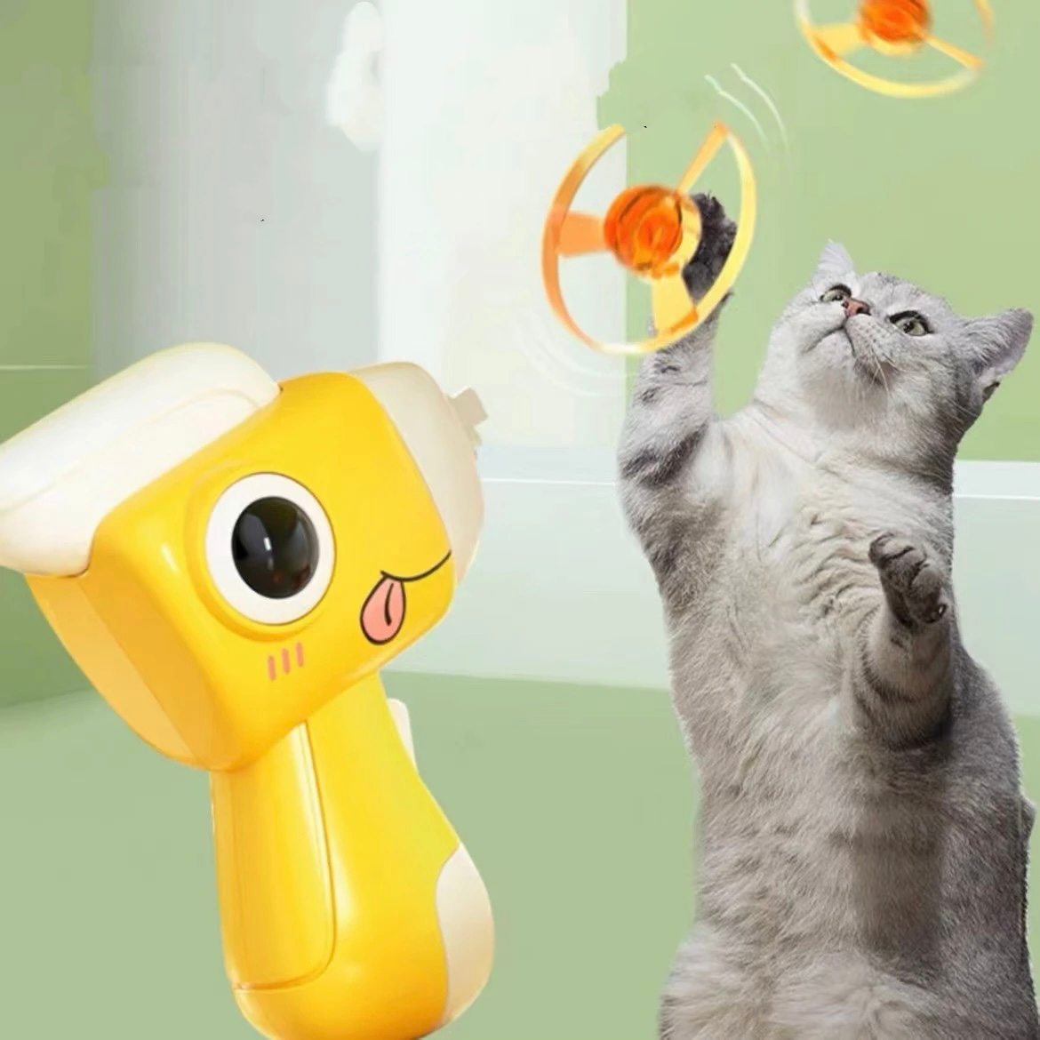 Handheld Flying Disc Launcher Cat Toy – 3 Colors