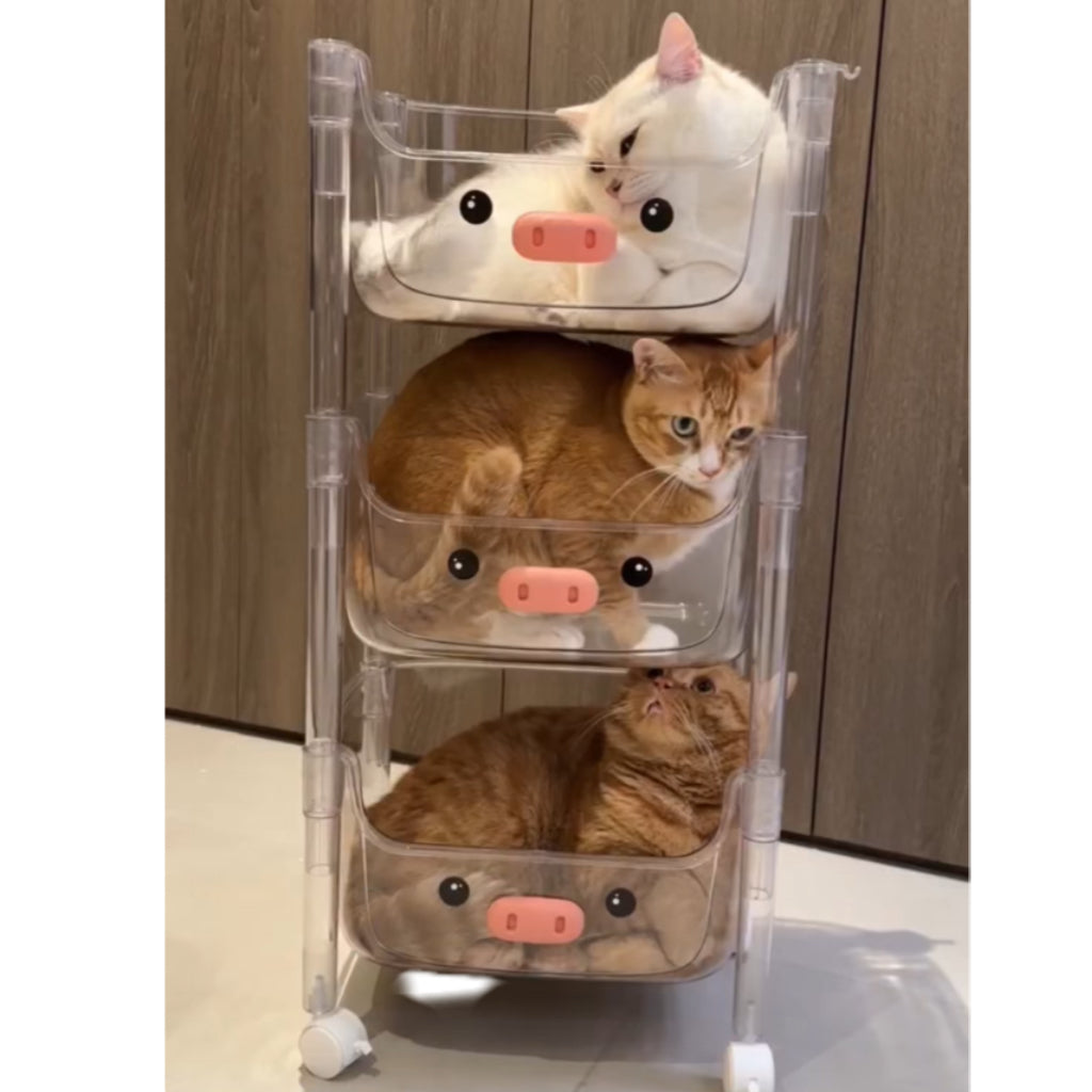 Plastic Storage Rack. Kids Toy Storage Organiser. Multi-layer Storage Rack. Plastic Trolley. Transparent. Movable Baby Bookcase