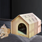 Cardboard Cat House with Integrated Scratching Pad
