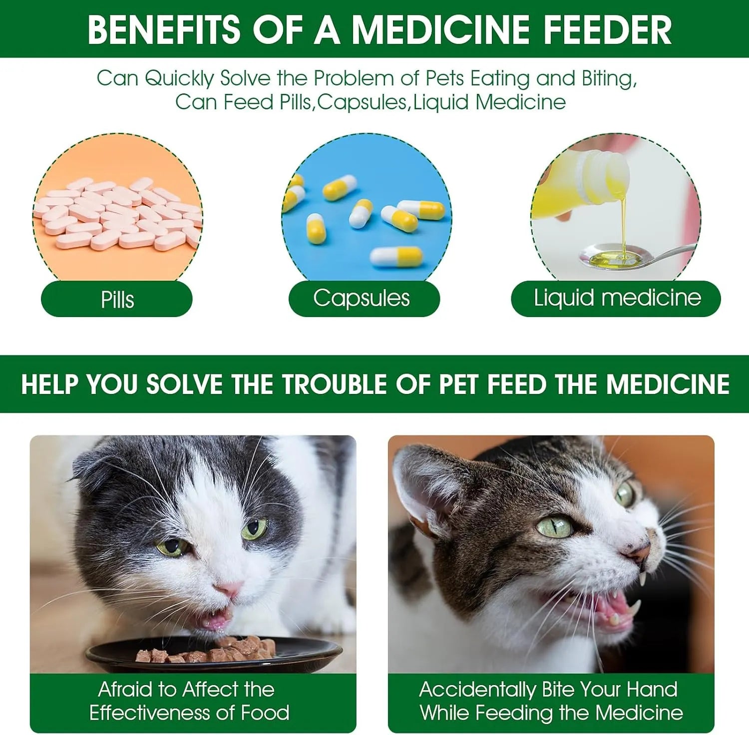 Pet Pill Dispenser Syringe for Cats, Dogs & Small Animals