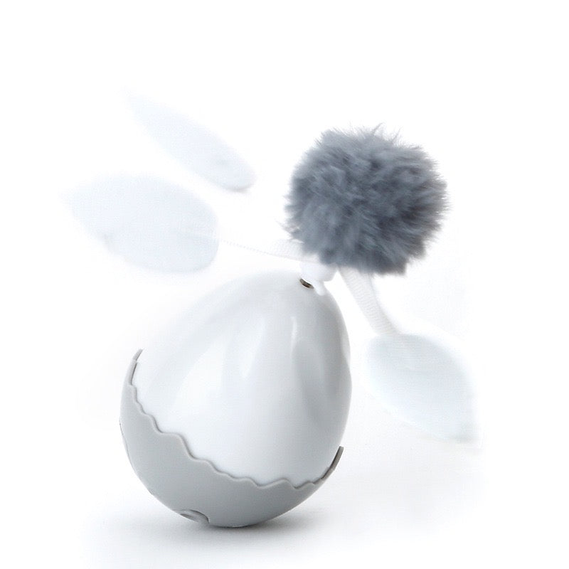 Electronic Tumbler Cat Toy with Pom-Pom & Feathers