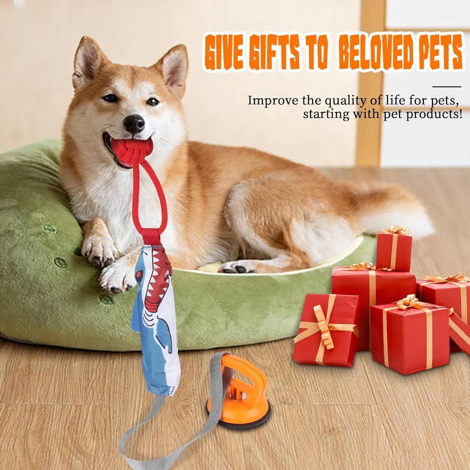 Dog Rope Tug Toy with Suction Cup or Handheld Grip
