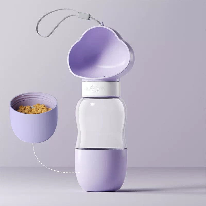 2-in-1 Travel Pet Water Bottle & Food Container – 12 + 7 oz