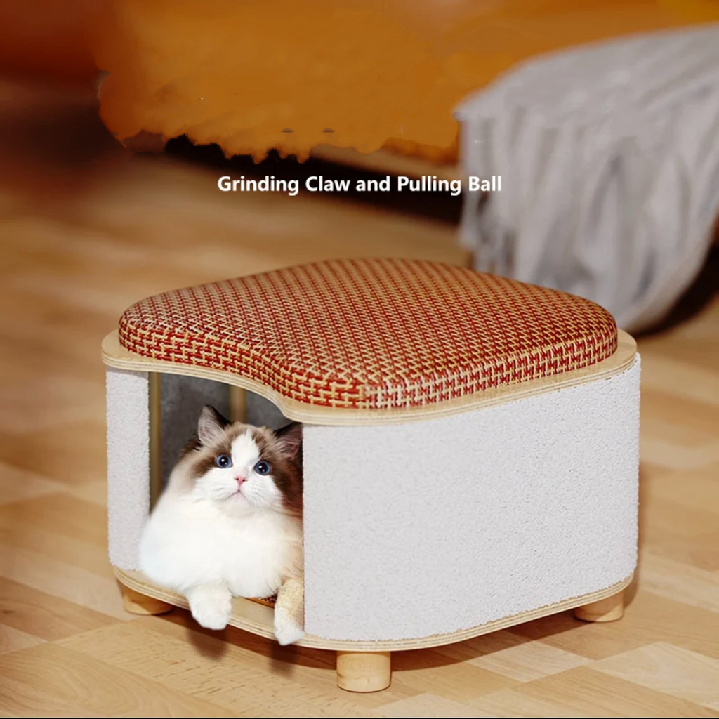Two-Level Cat Nest Stool with Scratching Posts
