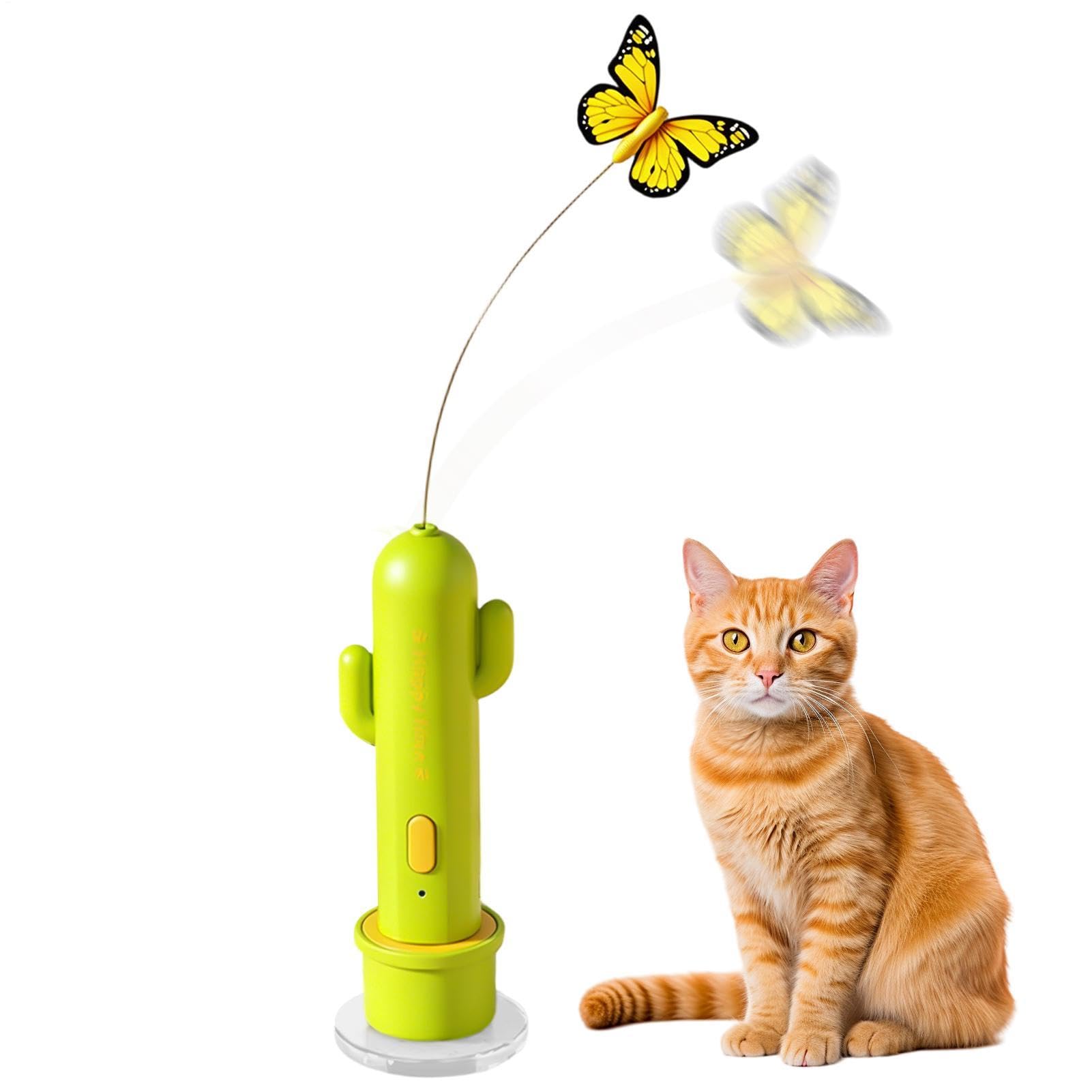 Automatic Butterfly Cat Teaser Toy – Cactus Base