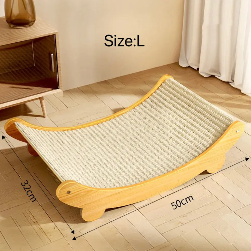 Curved Wooden Sisal Cat Hammock Scratcher
