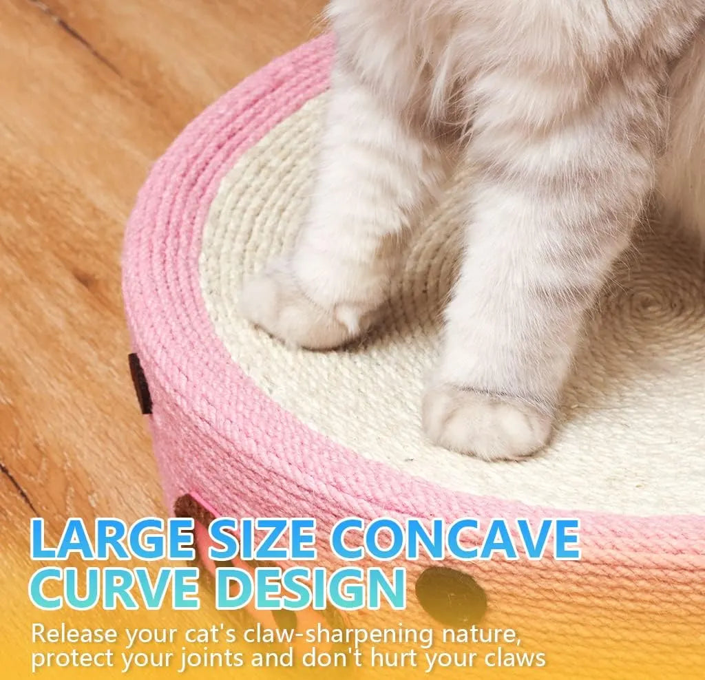 Plush Animal-Shaped Round Cat Scratcher Bed