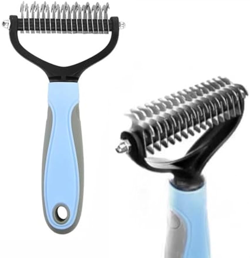 Double-Row Pet Dematting Rake – 2 Colors, 2 Sizes