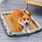 Rattan-Weave Pet Cooling Mat with Bolster – 5 Styles, 5 Sizes