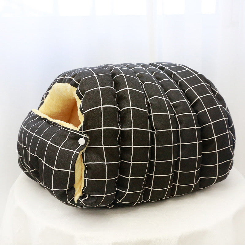 Corduroy Cat Cave Bed with Removable Cover – 3 Sizes