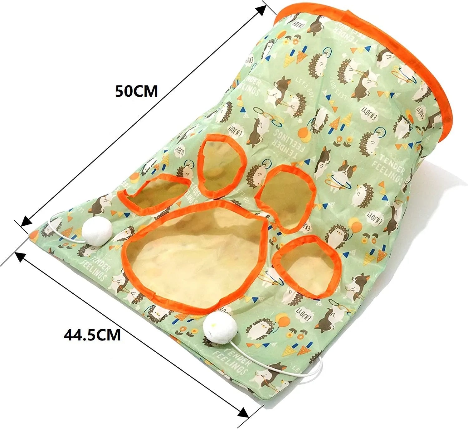 Foldable Cat Play Tunnel with Peek Holes & Hanging Toys