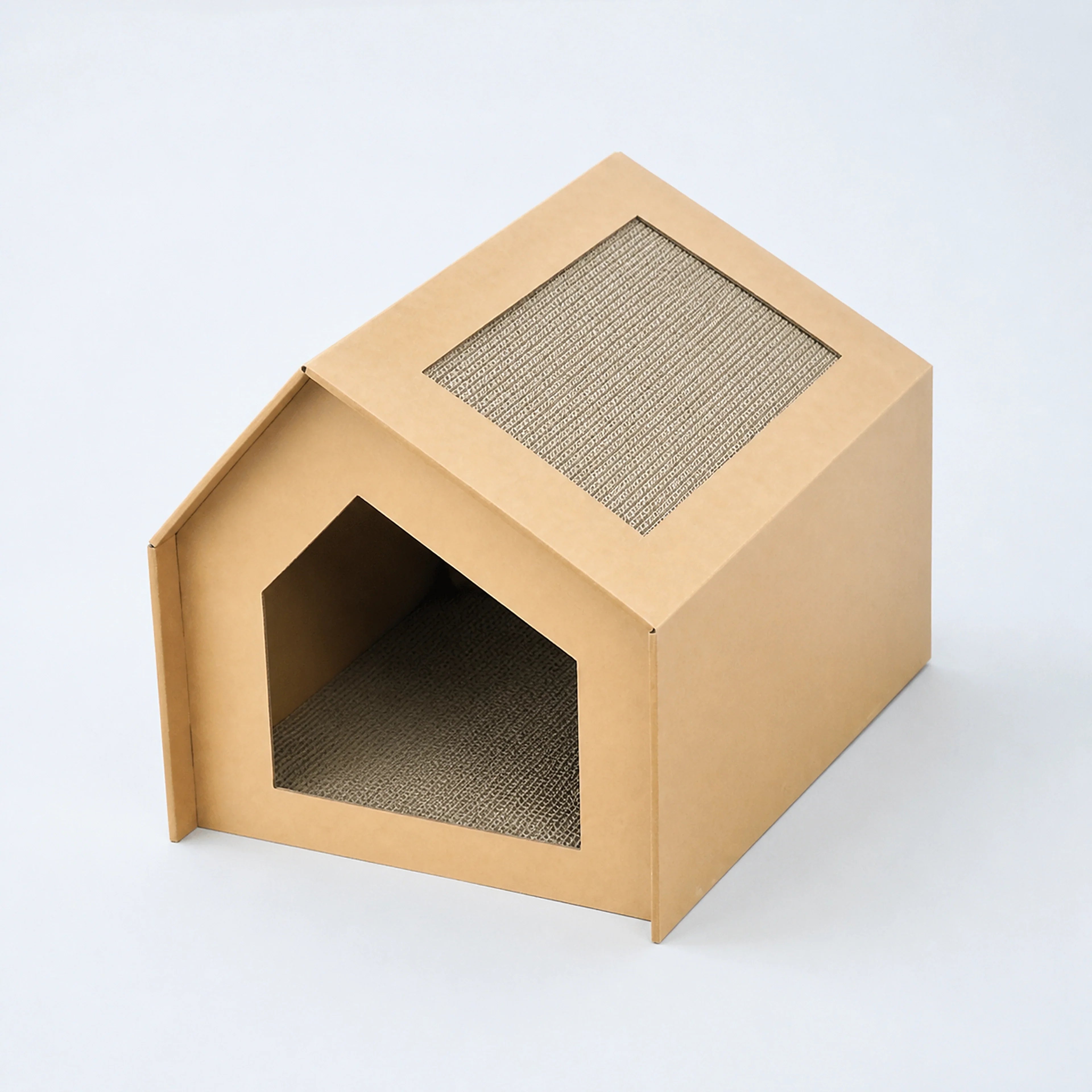 Cardboard Cat House with Integrated Scratching Pad | ALDERKIN