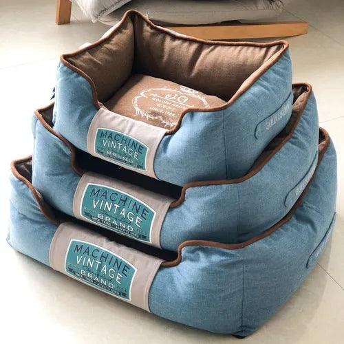 Washable Canvas Bolster Bed for Dogs and Cats – 3 Sizes