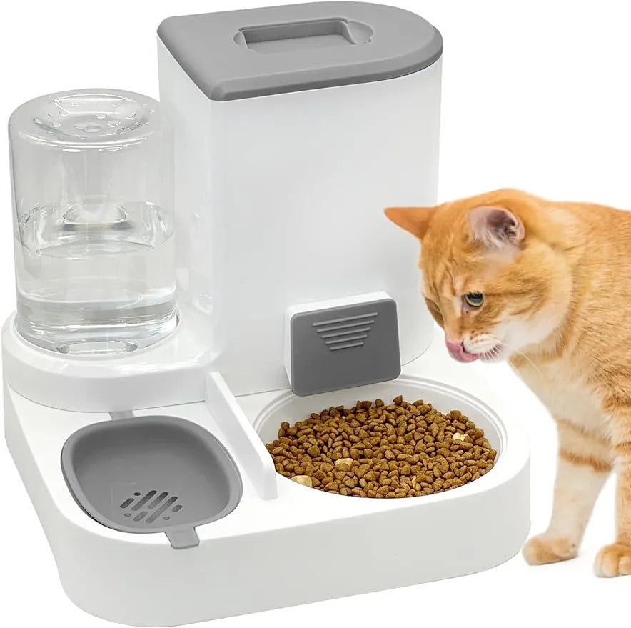 2-in-1 Detachable Cat Feeder & Automatic Water Dispenser