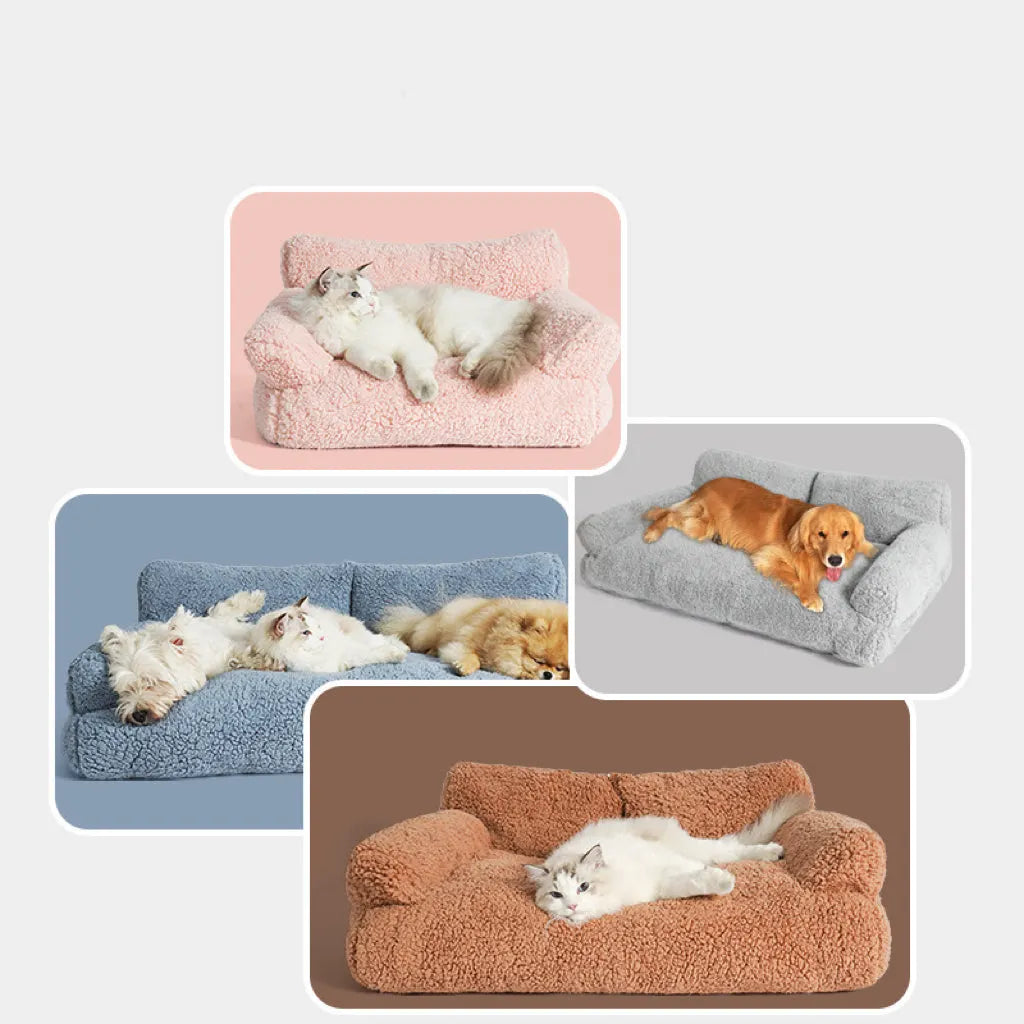 Plush Bolster Sofa Bed for Dogs and Cats – 3 Colors