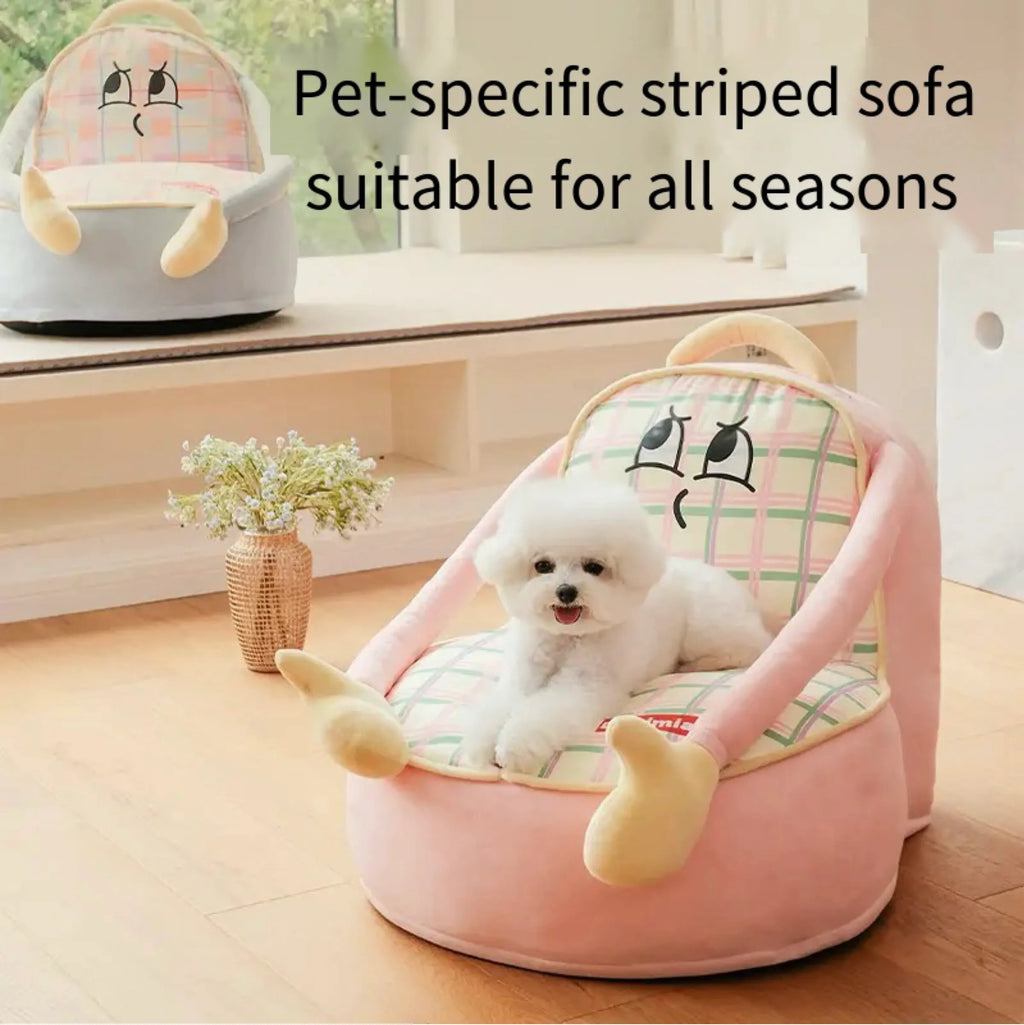 Cartoon Plush Pet Sofa Bed – 2 Colors, 3 Sizes