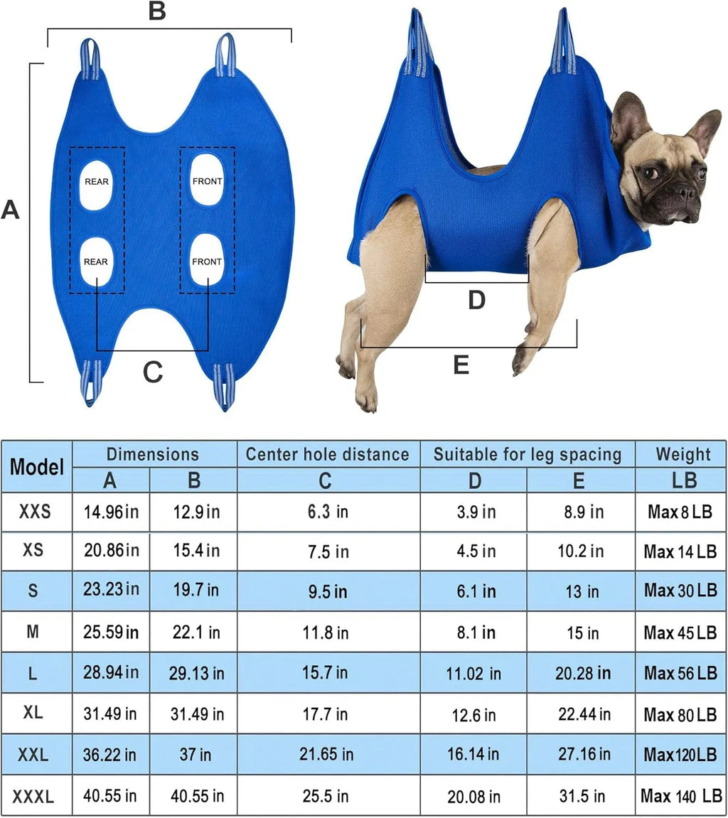 Pet Grooming Hammock for Dogs and Cats – 6 Colors, 4 Sizes