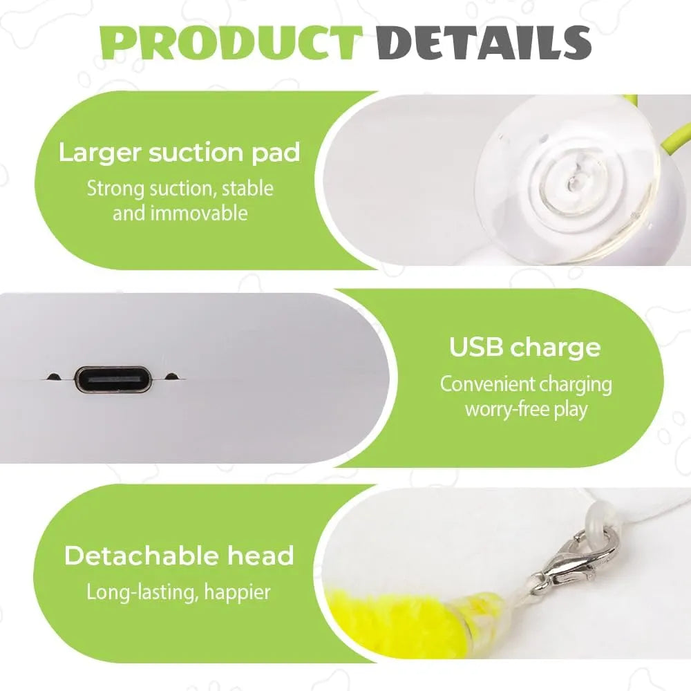 Automatic Wiggling Worm Cat Toy with Feather – 1 or 2 Set