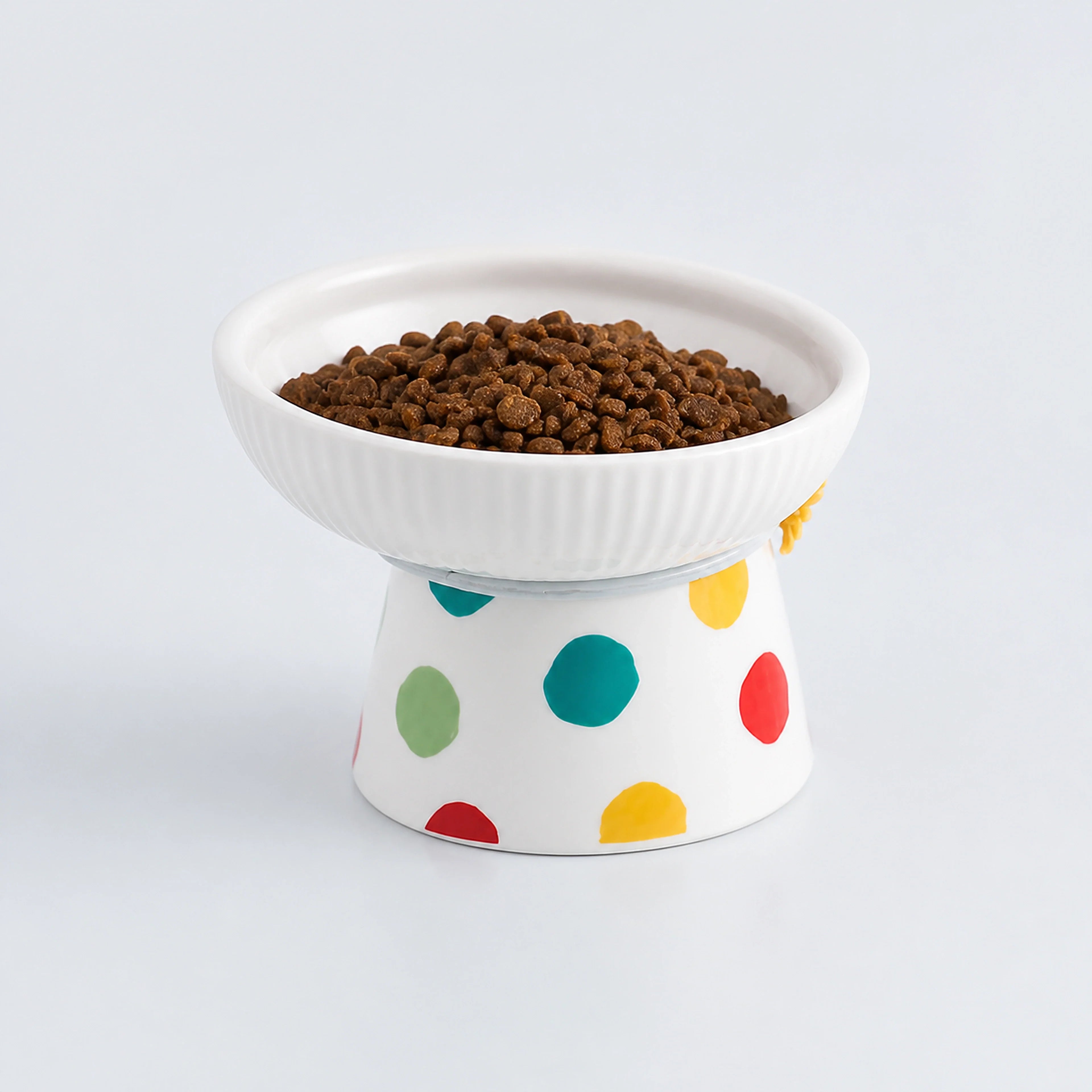Colorful Polka Dot Raised Ceramic Cat Bowls – 6 Models | ALDERKIN
