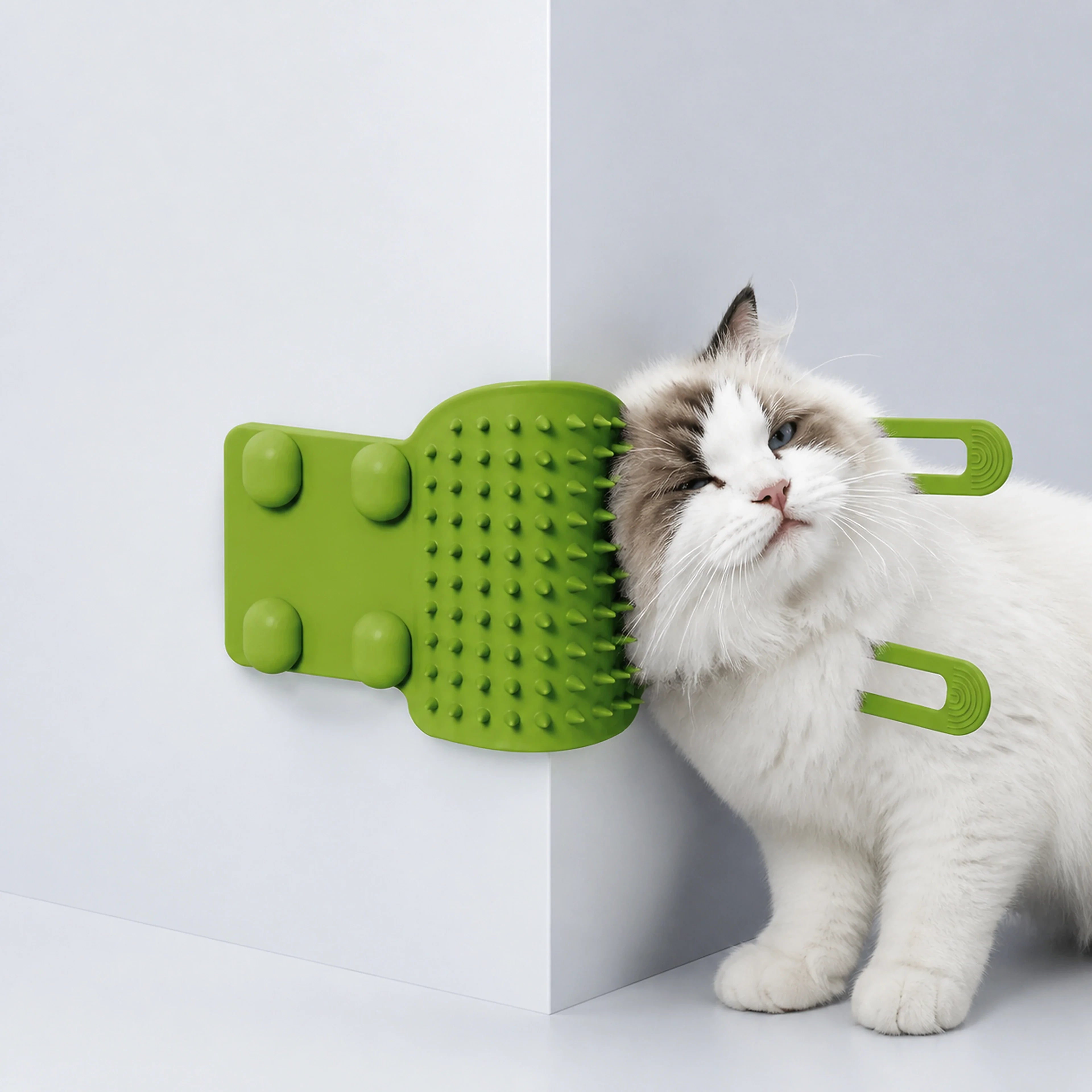 Corner-Mounted Cat Self-Grooming Brush | ALDERKIN