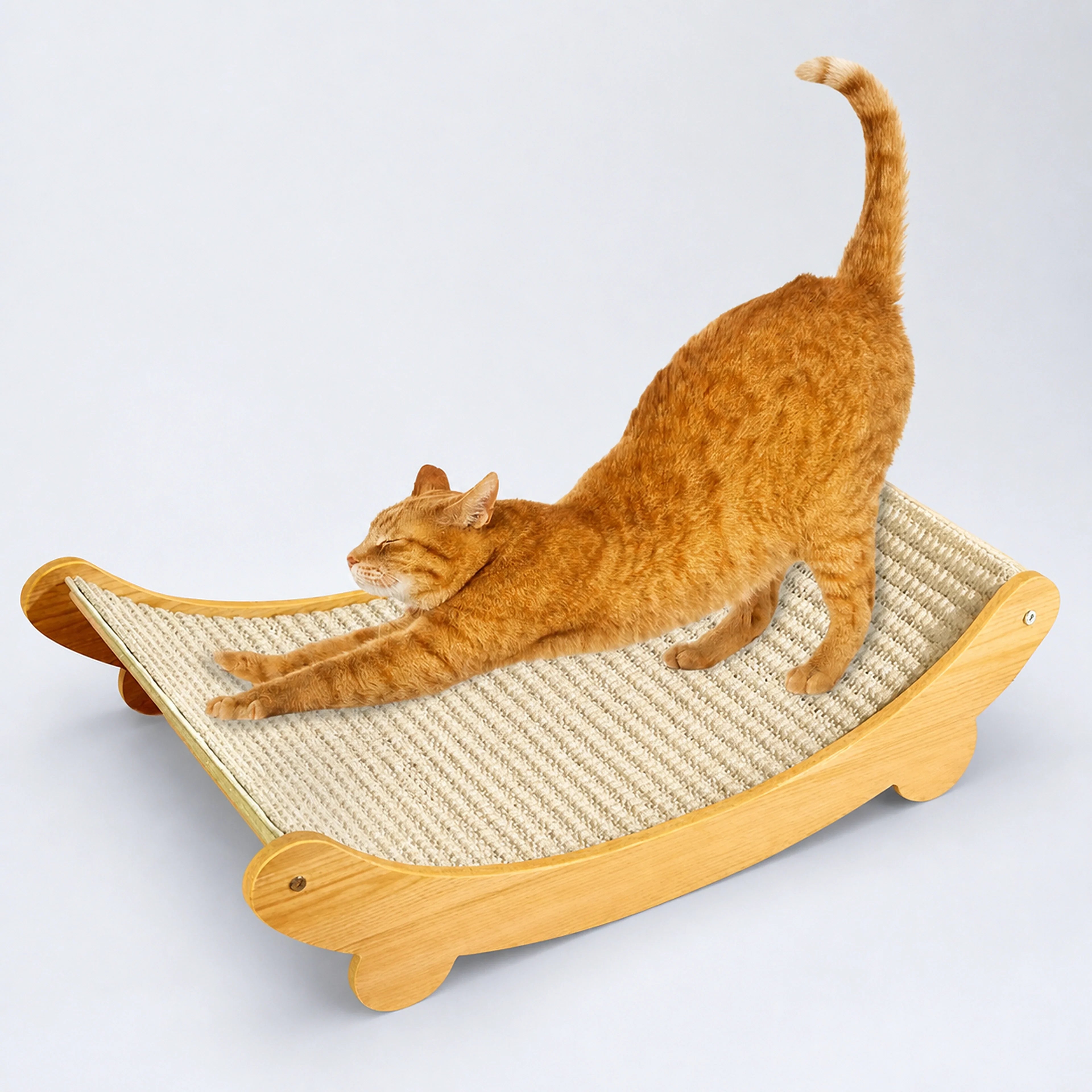 Curved Wooden Sisal Cat Hammock Scratcher | ALDERKIN