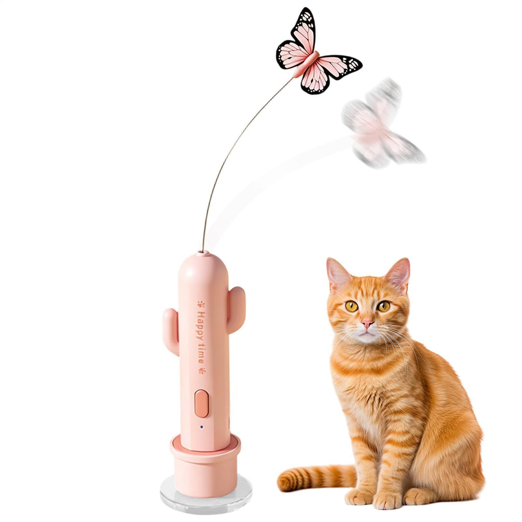 Automatic Butterfly Cat Teaser Toy – Cactus Base