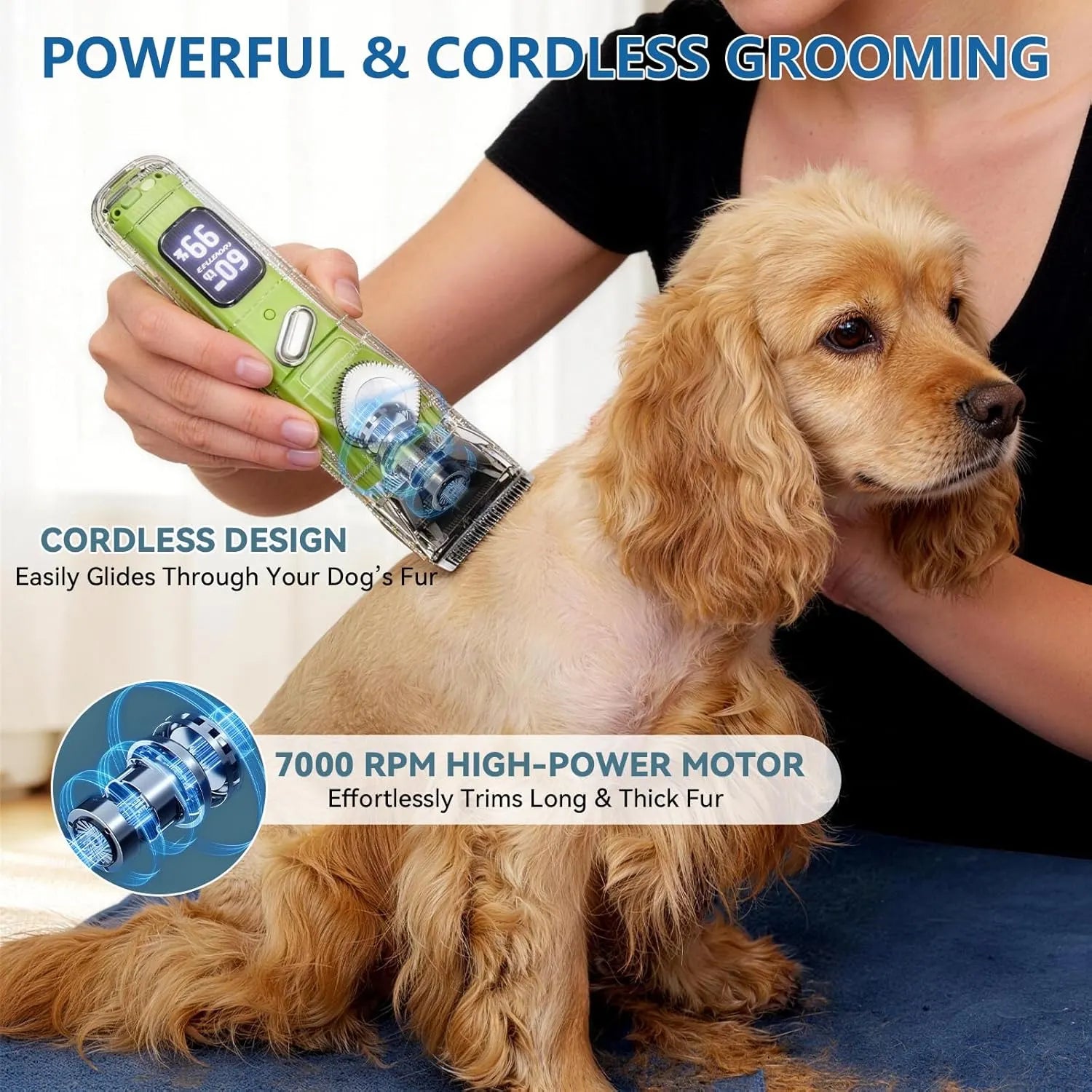 Rechargeable Pet Grooming Trimmer Kit with 4 Guide Combs