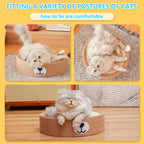 Plush Animal-Shaped Round Cat Scratcher Bed