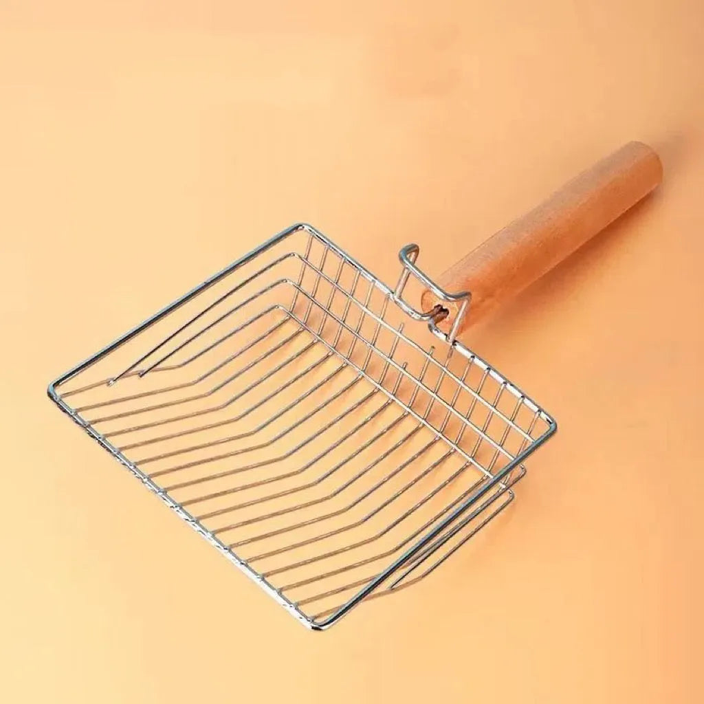 Large Wire Cat Litter Scoop with Wooden Handle – Color & Bag Options