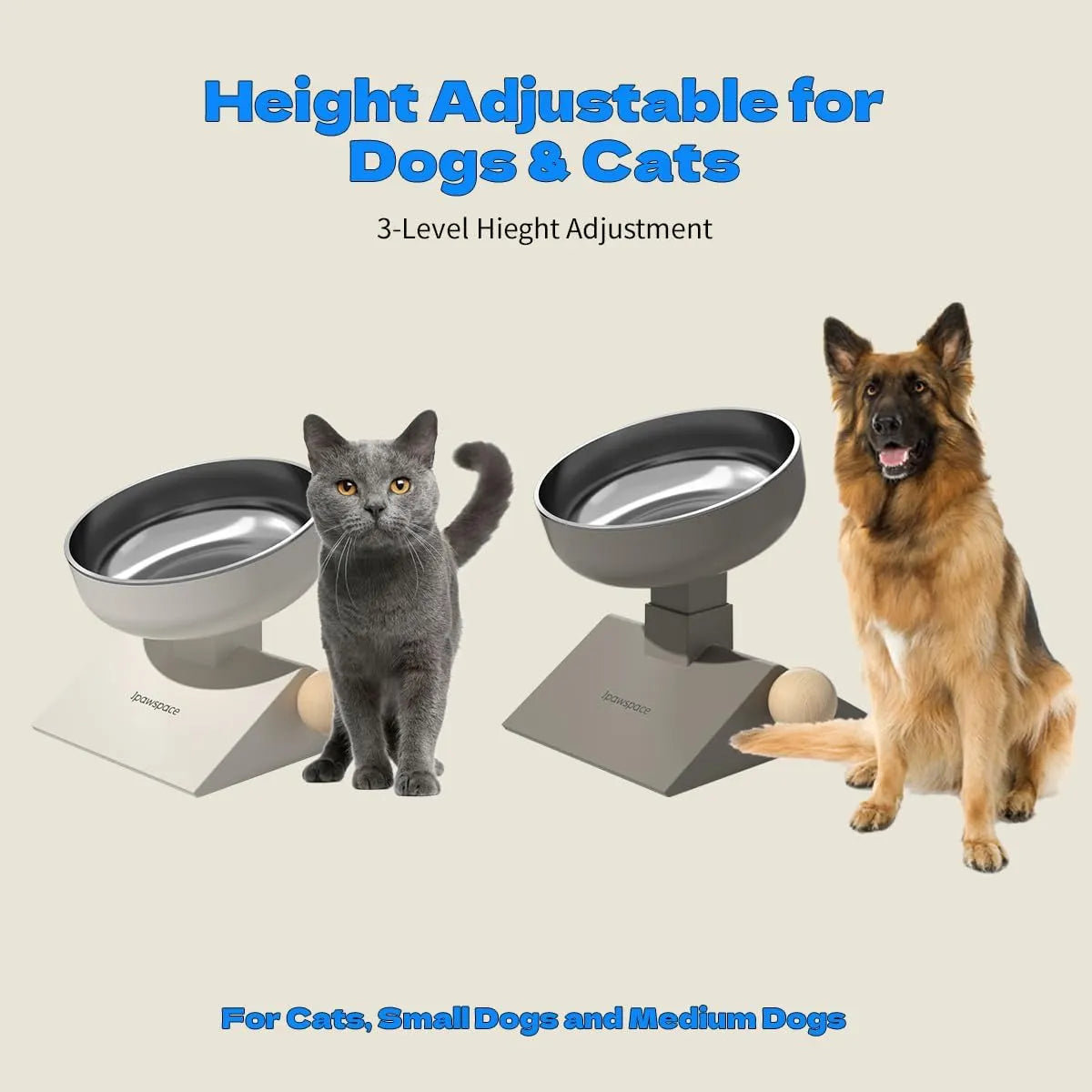 3-Level Adjustable Elevated Stainless Steel Pet Bowl