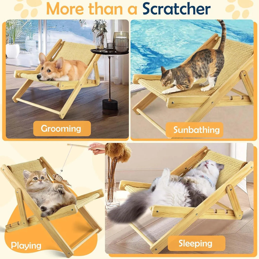 Adjustable Sisal Cat Lounge Chair with Teaser