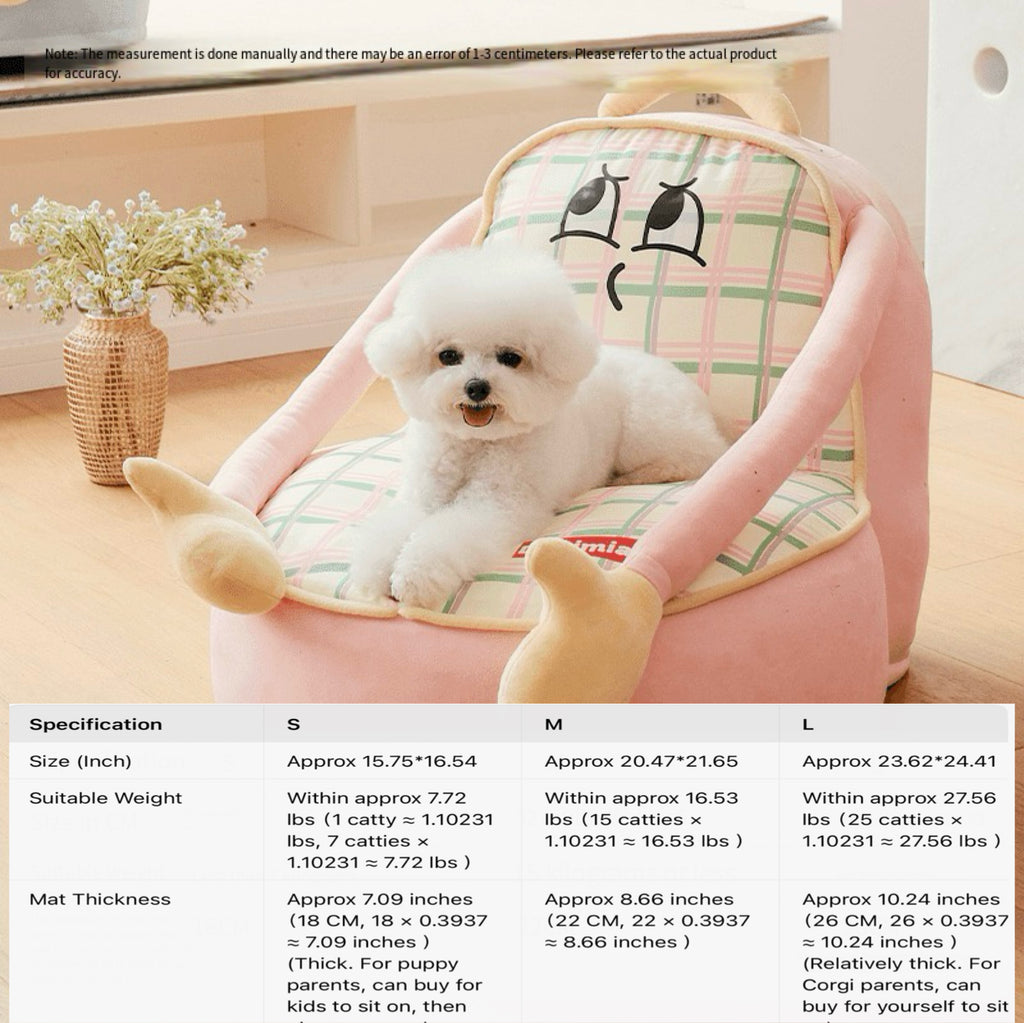 Cartoon Plush Pet Sofa Bed – 2 Colors, 3 Sizes