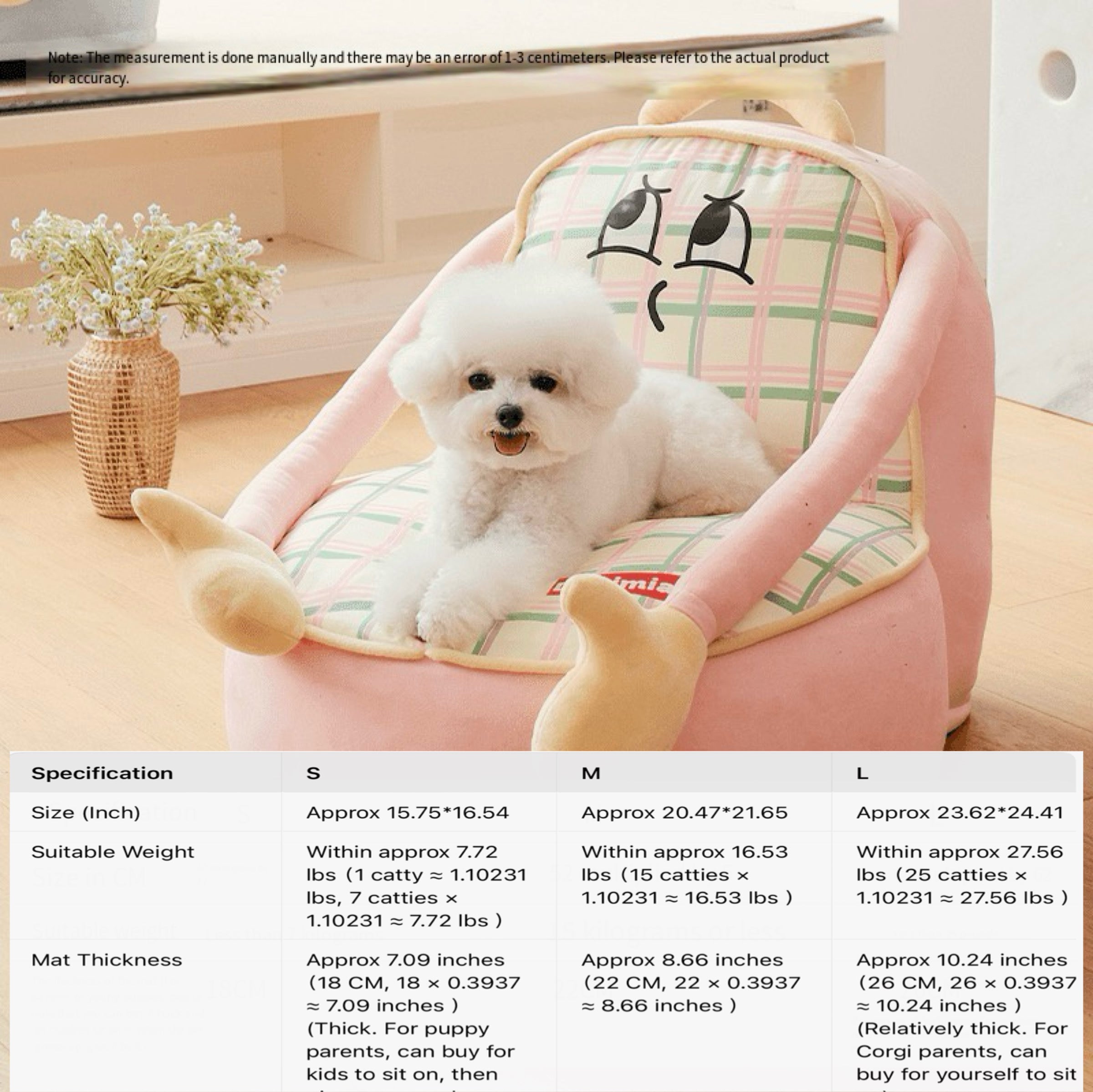Cartoon Plush Pet Sofa Bed – 2 Colors, 3 Sizes
