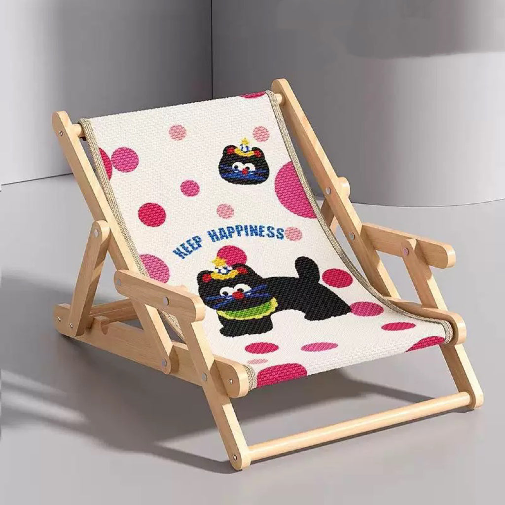 Adjustable Natural Wood Cat Scratcher Chair with Sisal