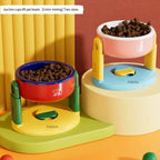 Adjustable-Height Cat Bowl in Red or Pink