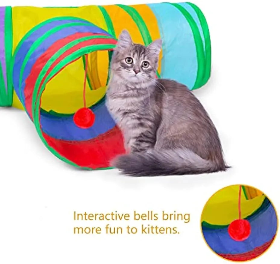 3-Way Collapsible Cat Tunnel with Play Ball – 7 Styles