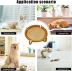 Elevated Natural Rattan Cat Bed with Wooden Base