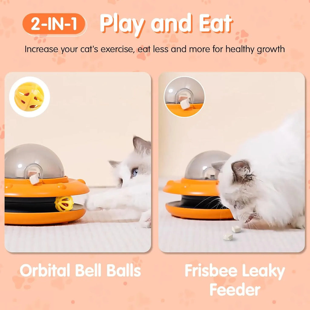 2-in-1 Cat Treat Dispenser & Track Ball Toy – 3 Colors
