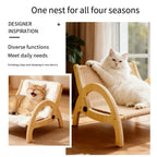 Adjustable Wooden Cat Scratcher Lounge with Sisal Mat